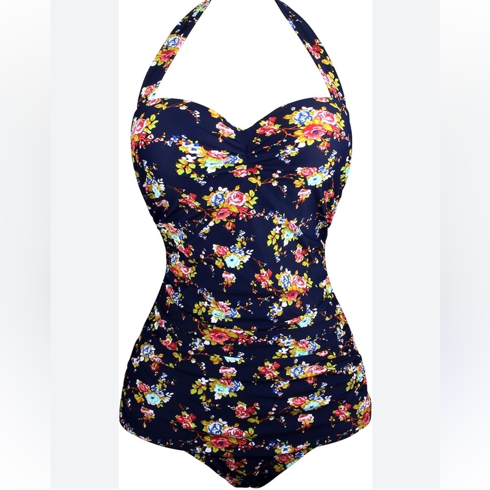 MOLYBELL size XLARGE Vintage Cut Floral One Piece Swimsuit NEW retro boy shorts